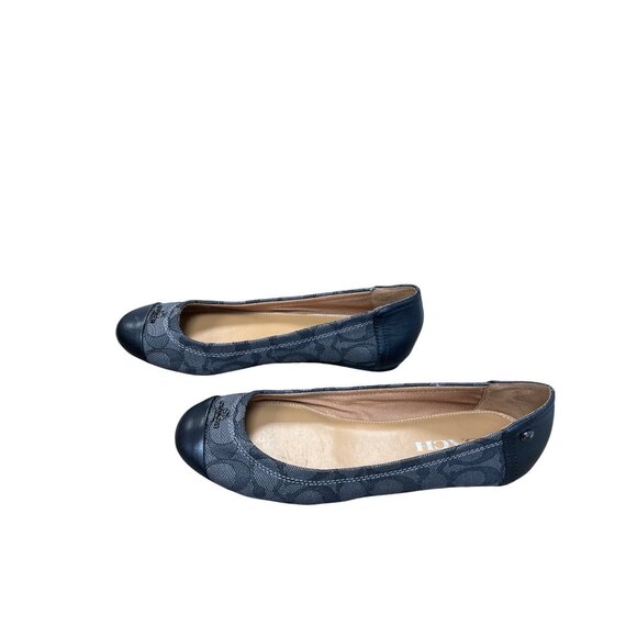 Coach Womens Black Gray Leather Canvas Flats Shoes Size 6B SKU 9200 - Picture 3 of 12